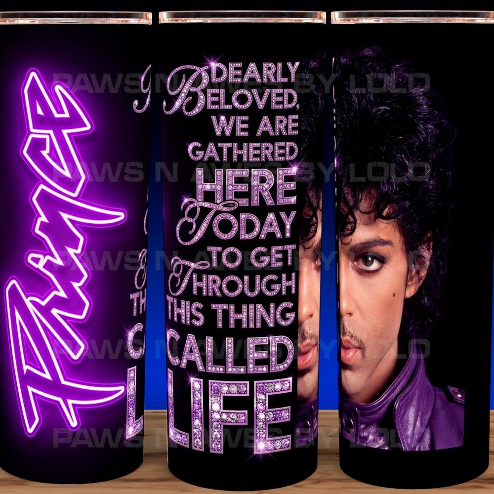 Prince Let's Go Crazy Purple Rain Style Cup Mug Tumbler 20oz